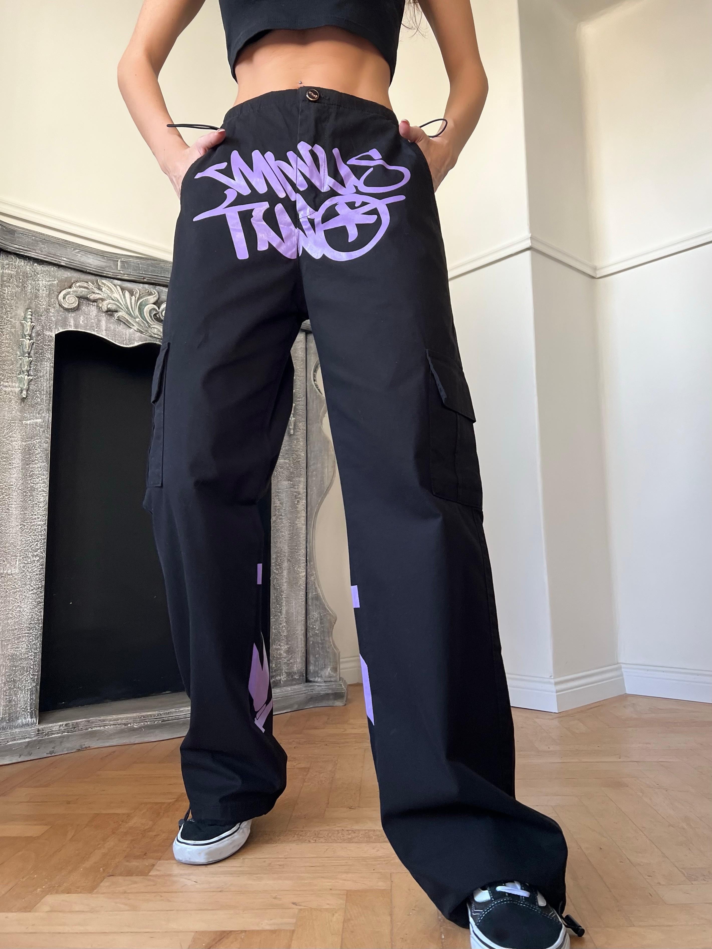 Grunge Siyah-Lila Pantalon