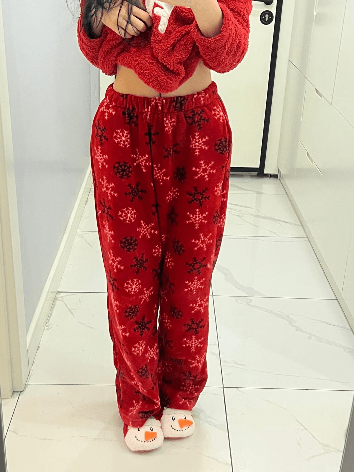 Kırmızı Noel Oversize Unisex Eşofman Altı