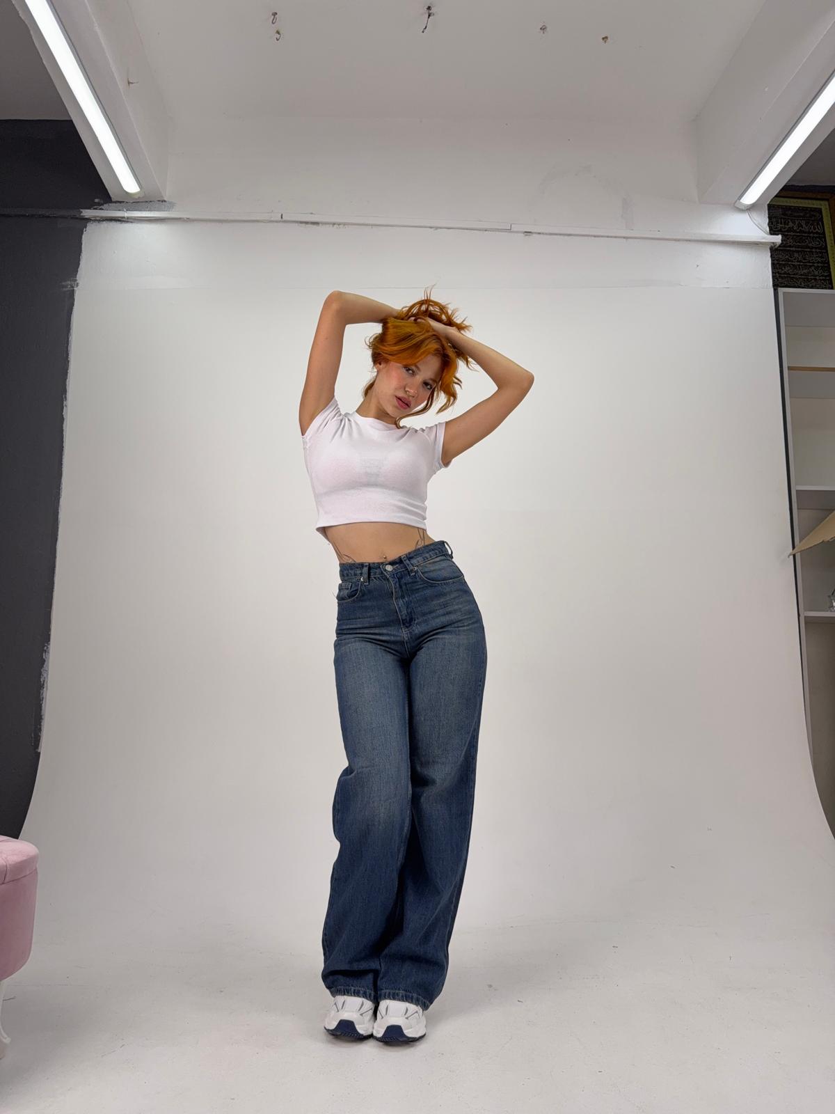 Mavi Eskitme Baggy Unisex Pantolon