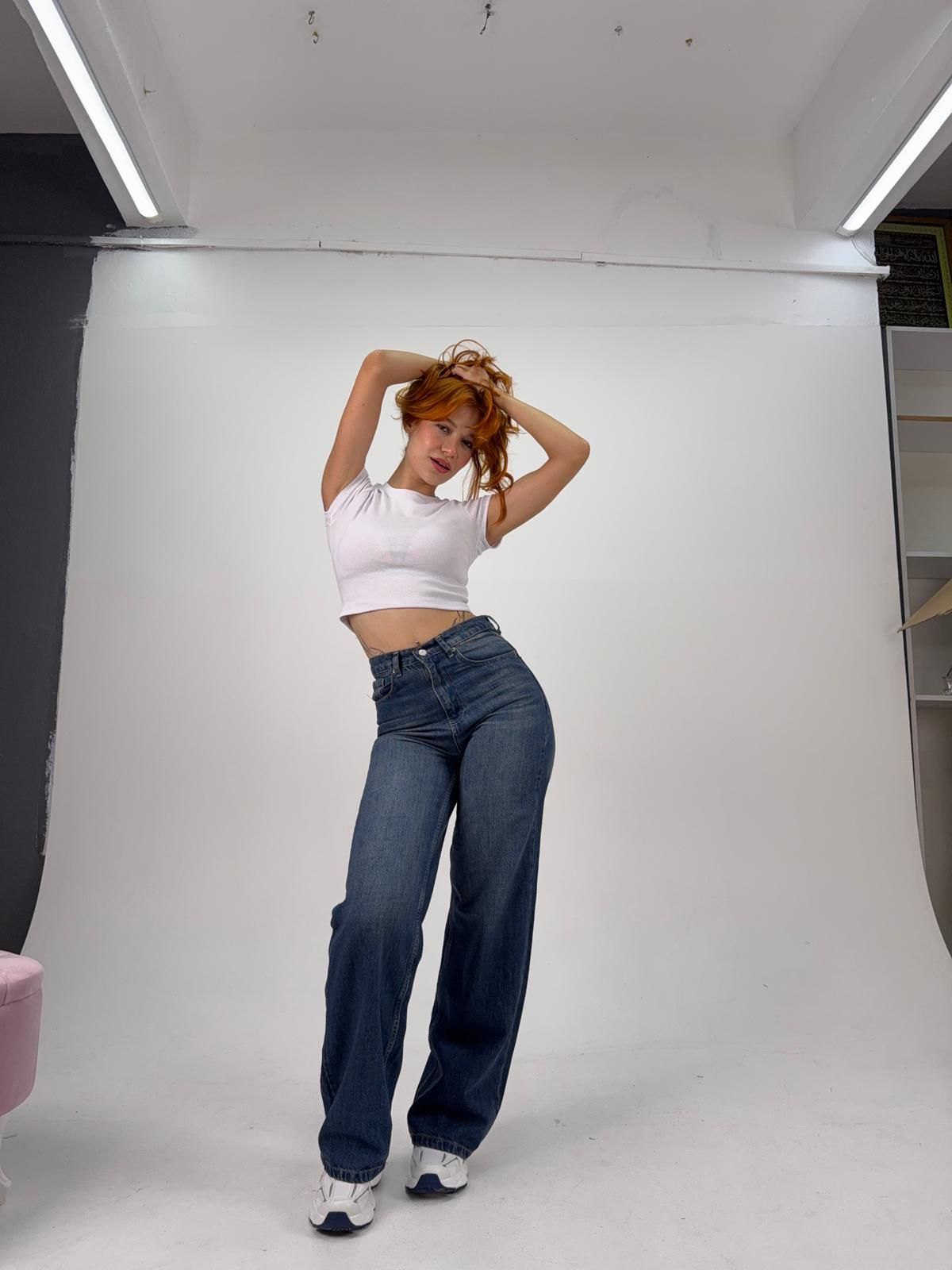 Mavi Eskitme Baggy Unisex Pantolon