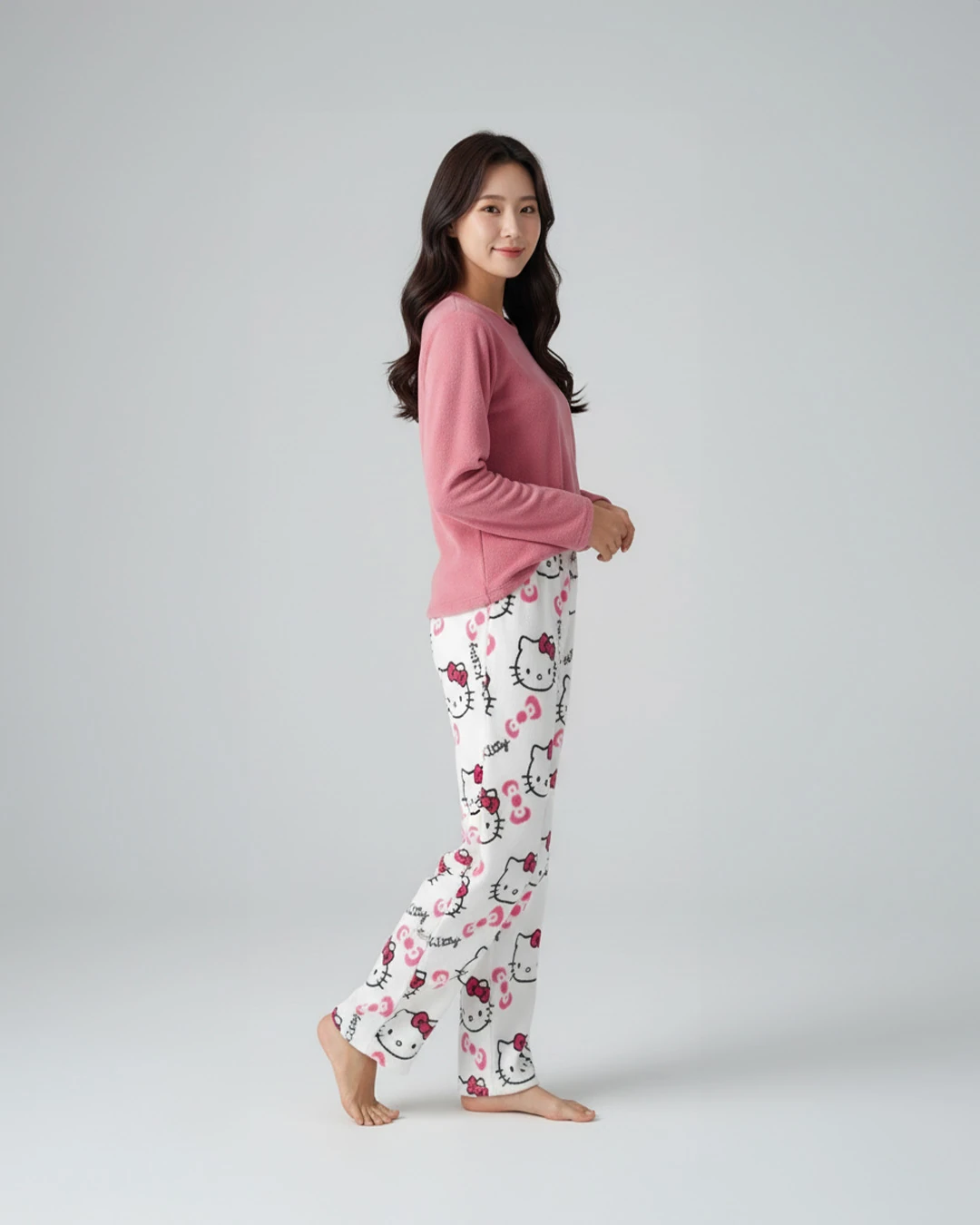 Beyaz Hello Kitty Peluş Pijama