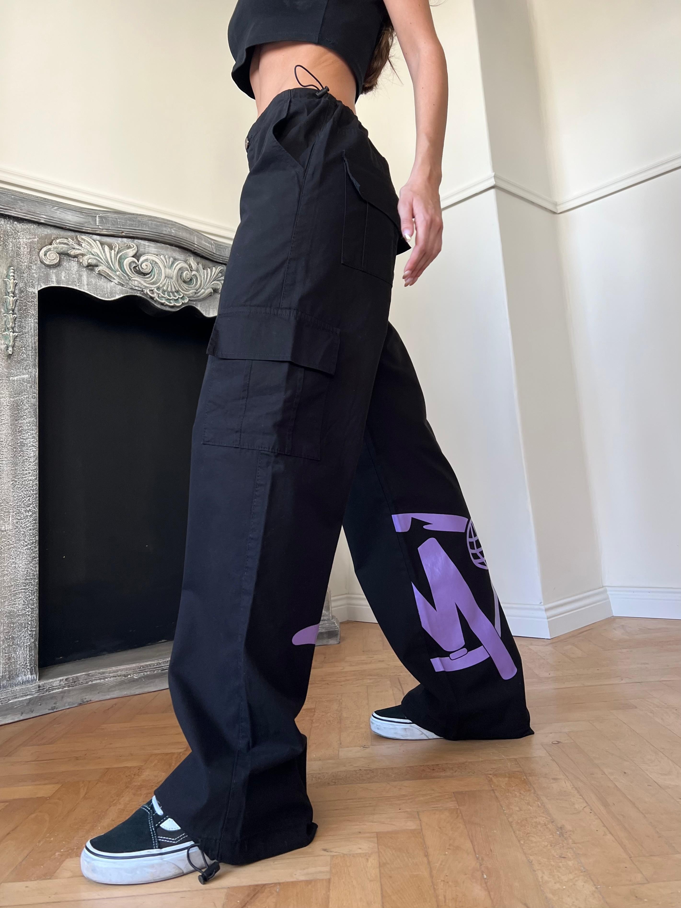 Grunge Siyah-Lila Pantalon