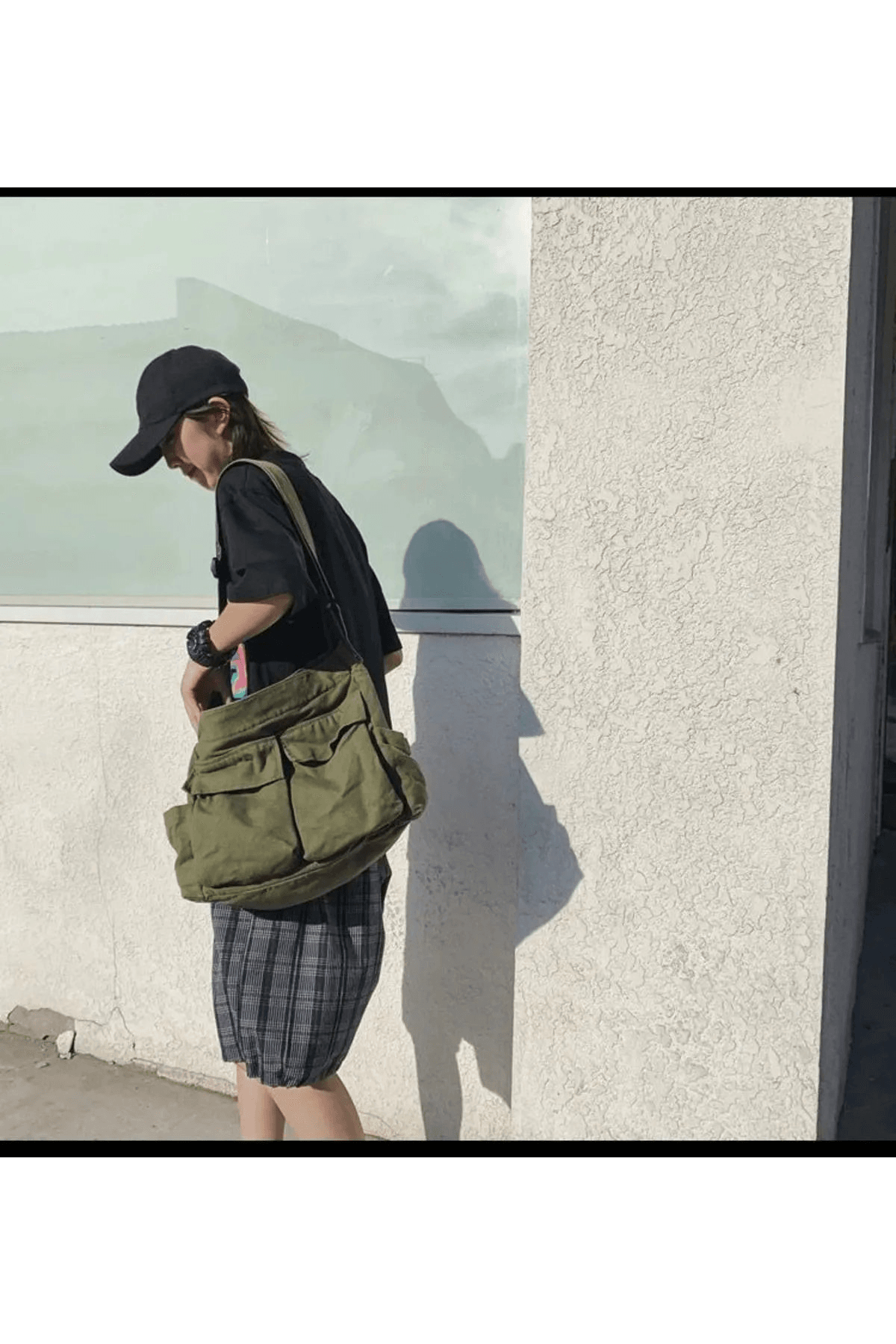 Vintage Unisex Kargo Cep Iç Hacmi Geniş Haki Yeşil Postacı Çanta