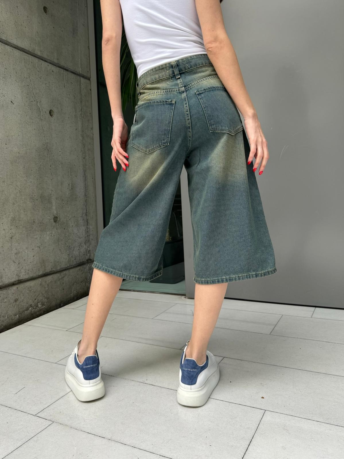 Geniş Paça Bermuda Jean