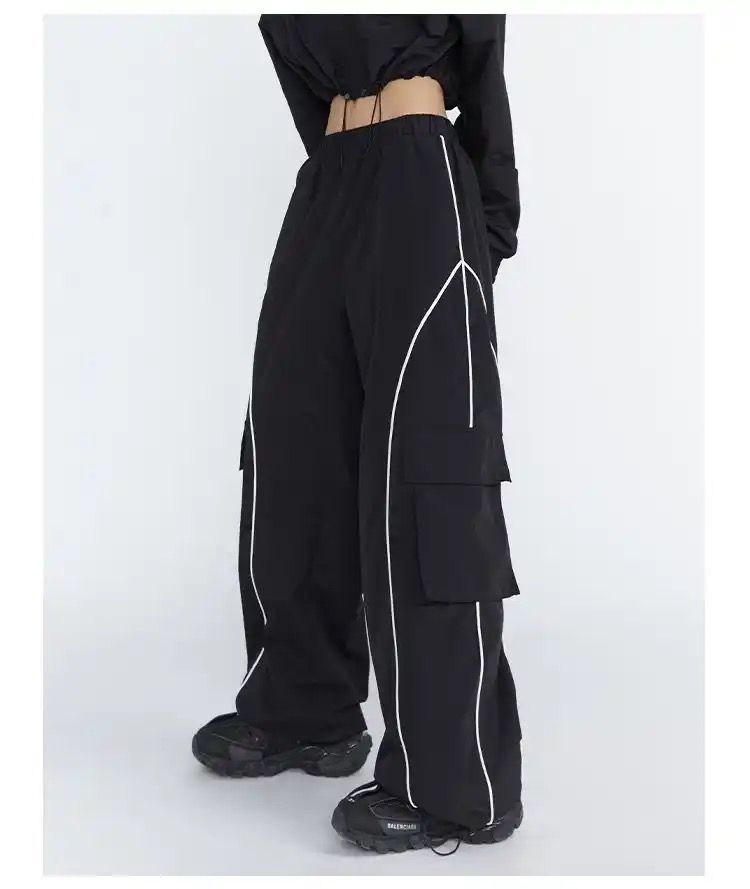 Siyah Line Detail Kargo Cepli Eşofman Altı