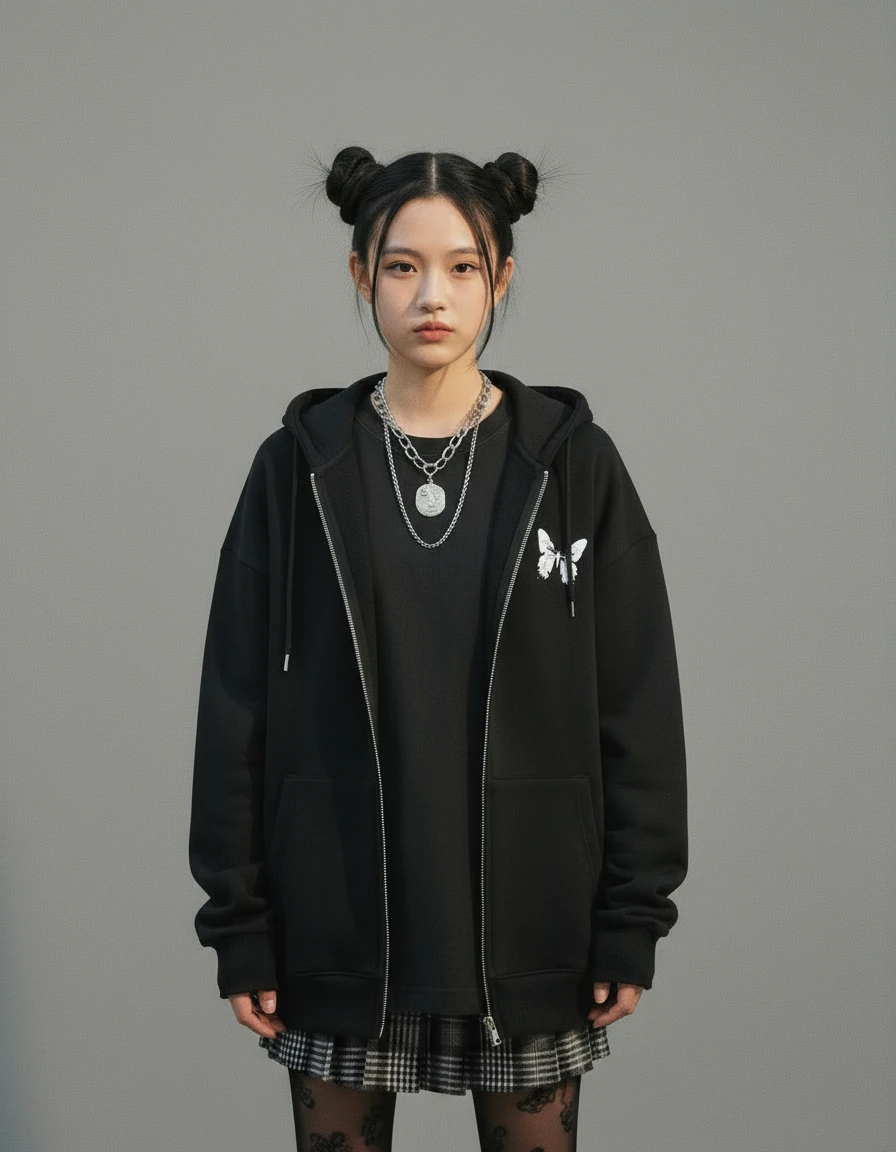 Butterfly Black Baskılı Oversize Unisex Hırka