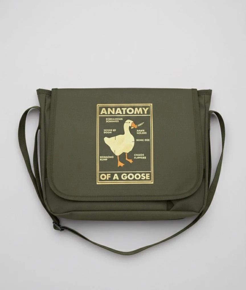 Anatomy Duck Baskılı Yeşil Postacı Çanta