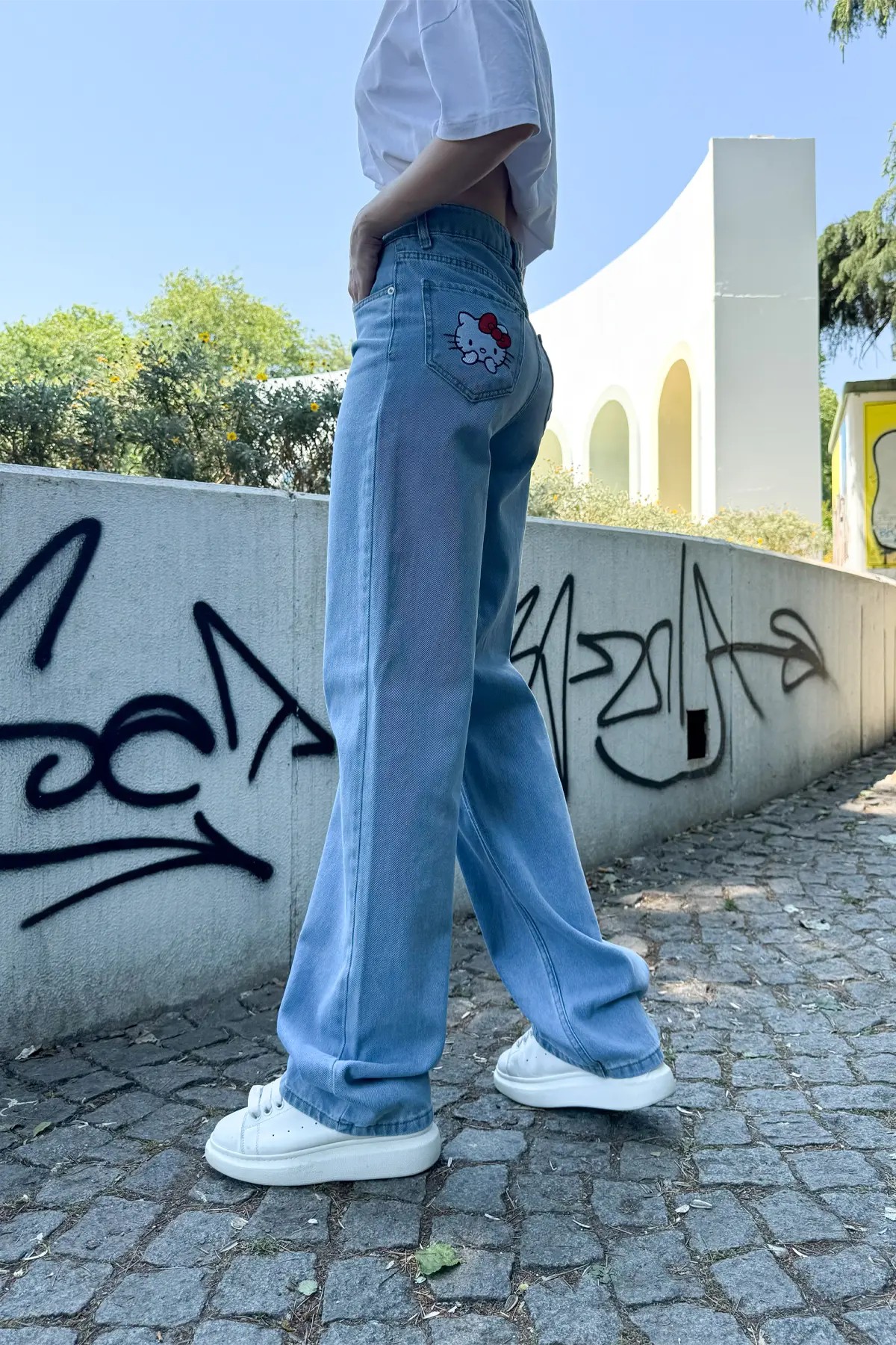 Açık Mavi Kitty Pantalon