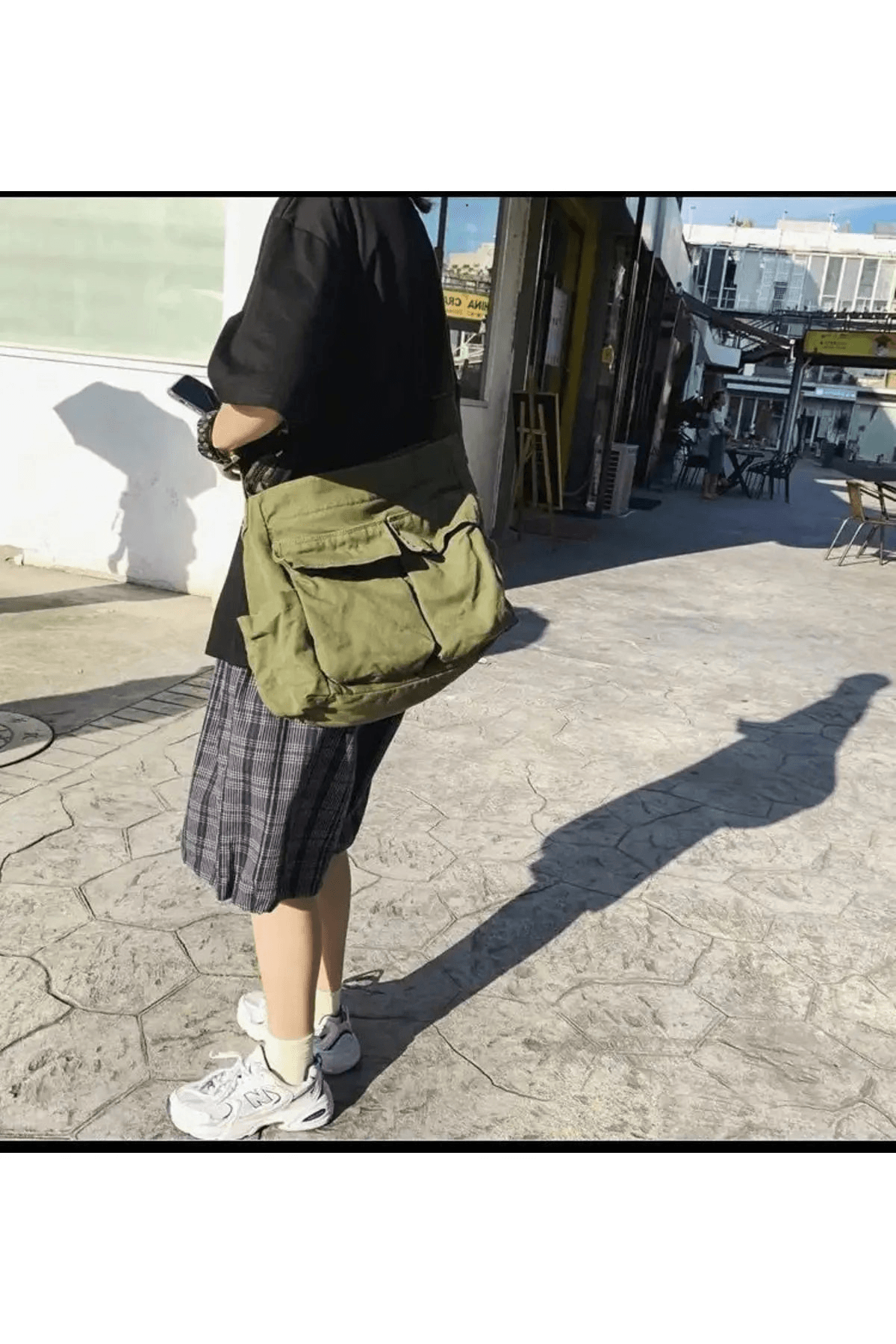 Vintage Unisex Kargo Cep Iç Hacmi Geniş Haki Yeşil Postacı Çanta