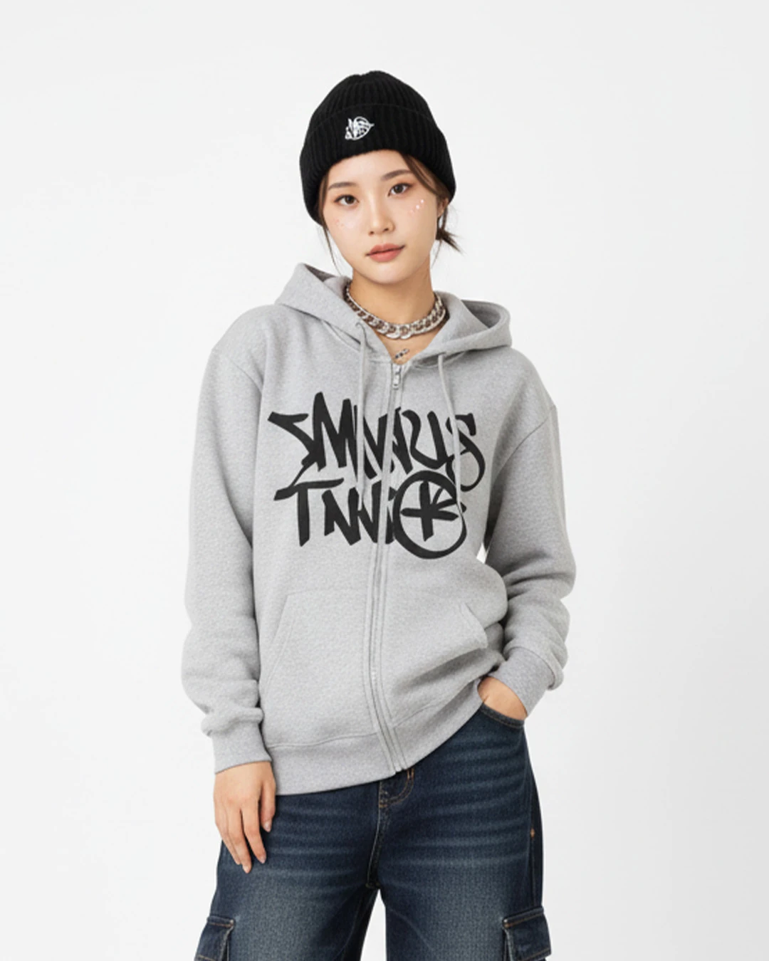 Minus Two Gri Black Oversize Unisex Hırka