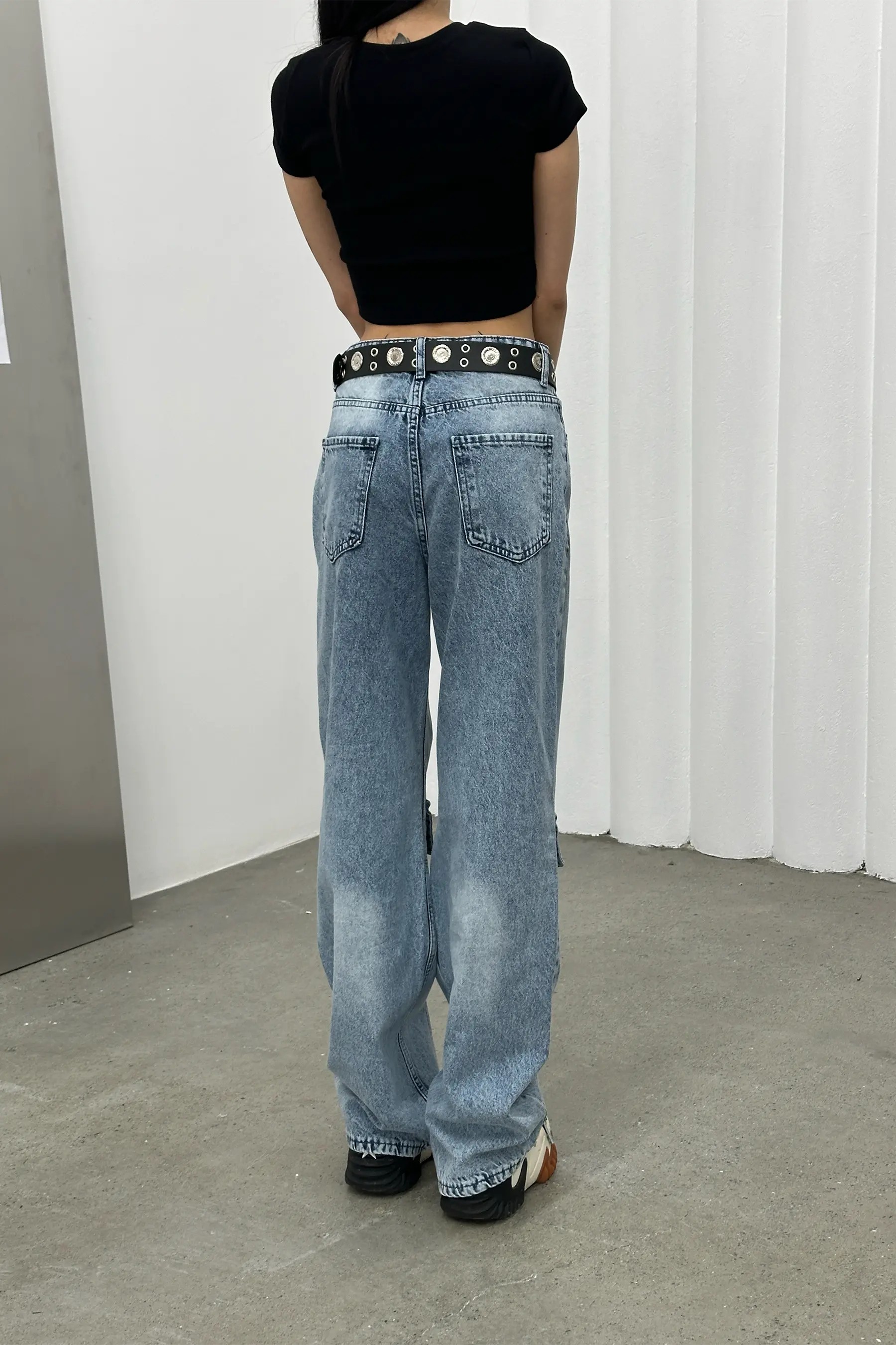 Heartbeat Lacivert Nakışlı Mavi Baggy Jean