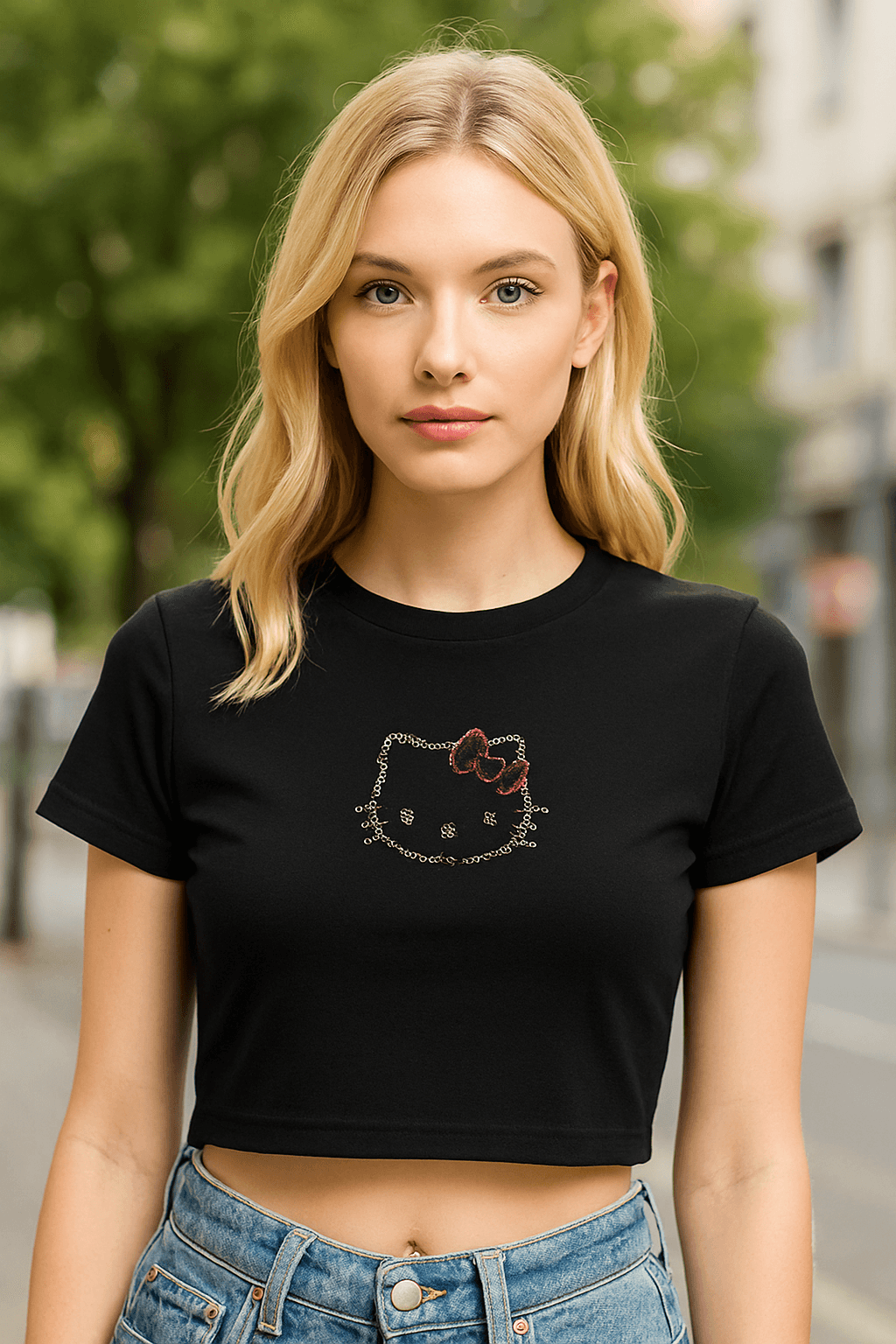 Hello Kitty Crop - Siyah