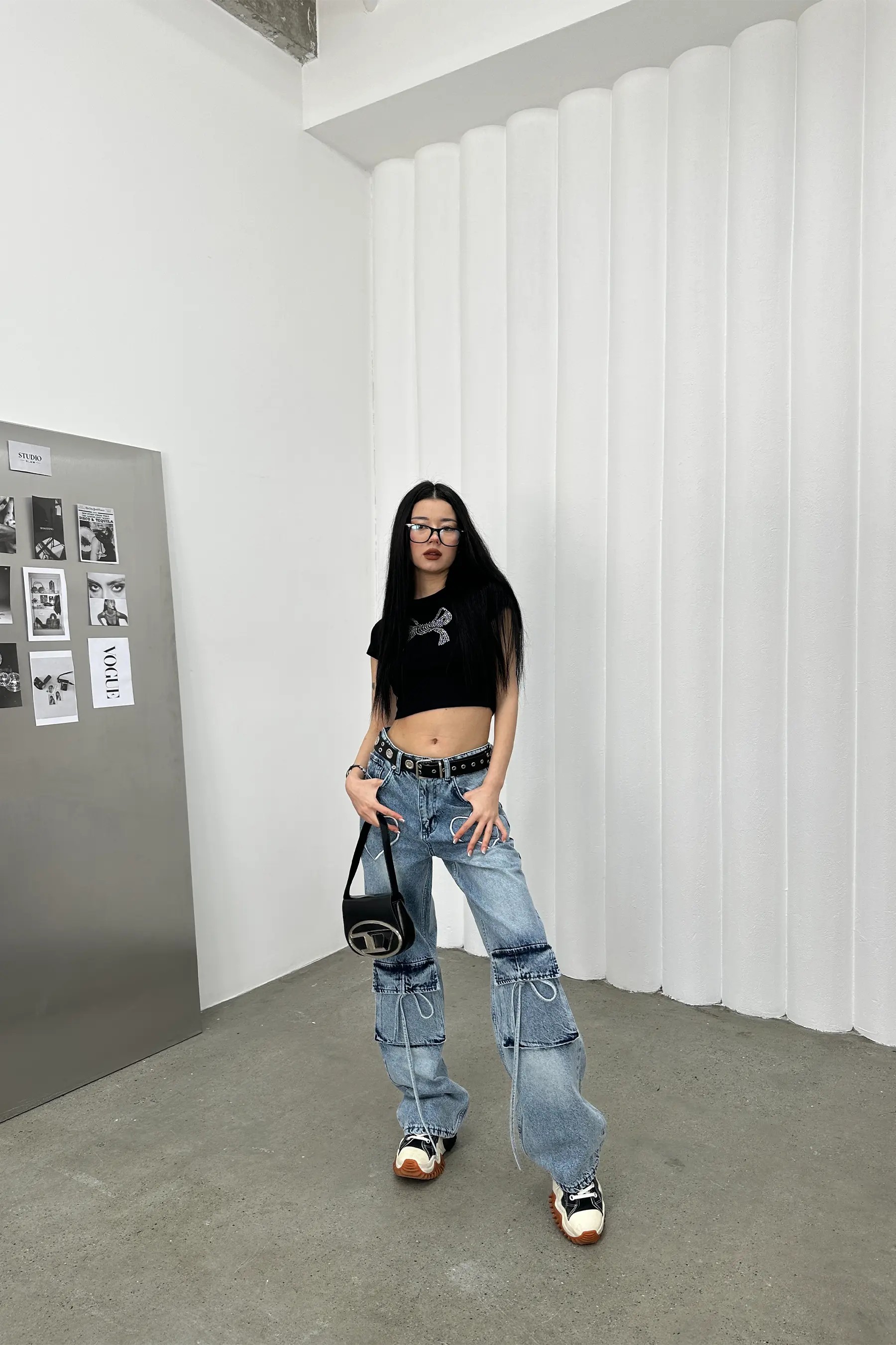Heartbeat Lacivert Nakışlı Mavi Baggy Jean