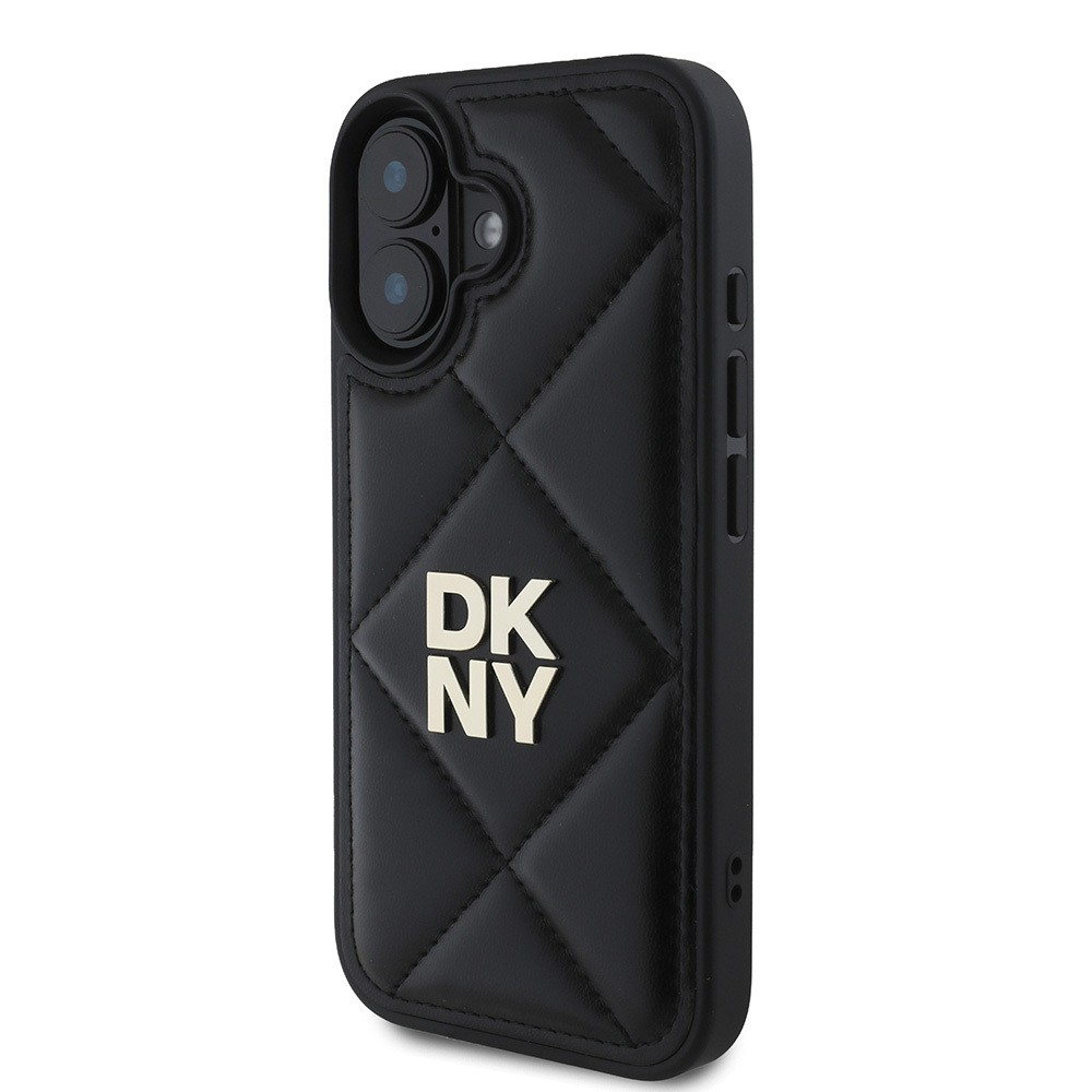 iPhone 16 Kılıf DKNY Orjinal Lisanslı Kapitone Tasarımlı Metal Logolu Deri Kılıf