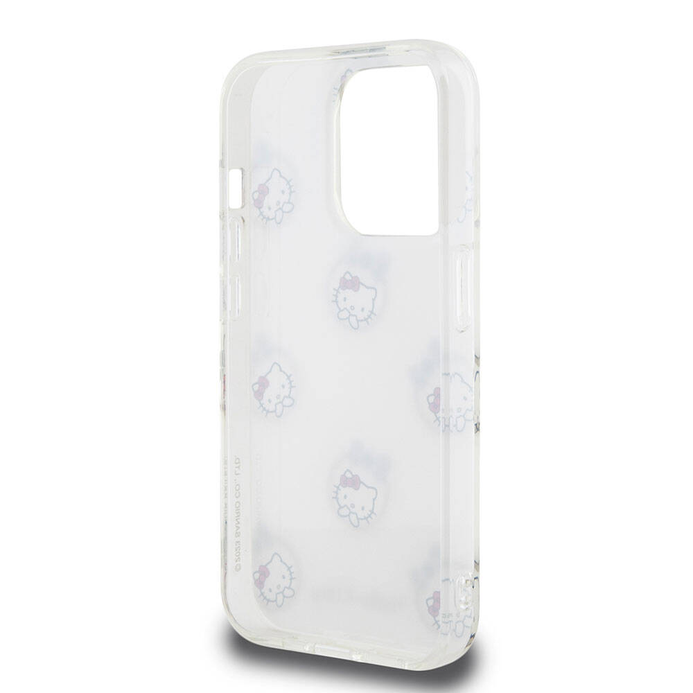 Apple iPhone 15 Pro Kılıf Hello Kitty Orjinal Lisanslı Elektroplating Kaplama Kabarcık Baskılı Kapak