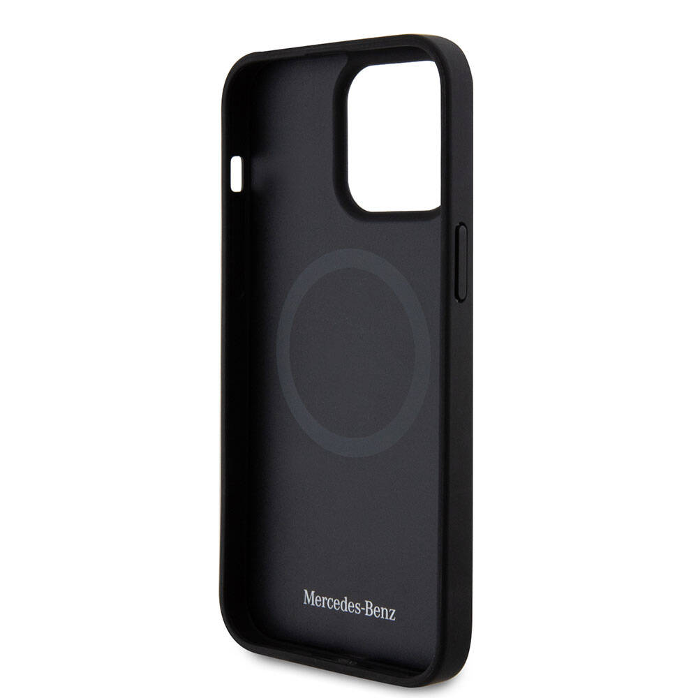 Apple iPhone 15 Pro Max Kılıf Mercedes Benz Orjinal Lisanslı M-safe Şarj Özellikli Alüminyum Arka Yüzey Metal Yıldız Logolu Kapak
