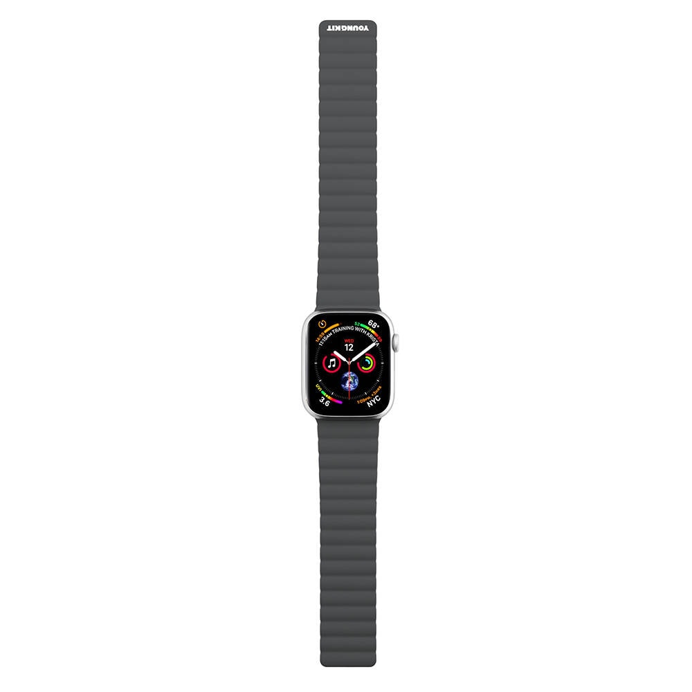 Apple Watch 44mm Kordon Youngkit Classical Magnetik Tak Çıkar Silikon Strap Kayış