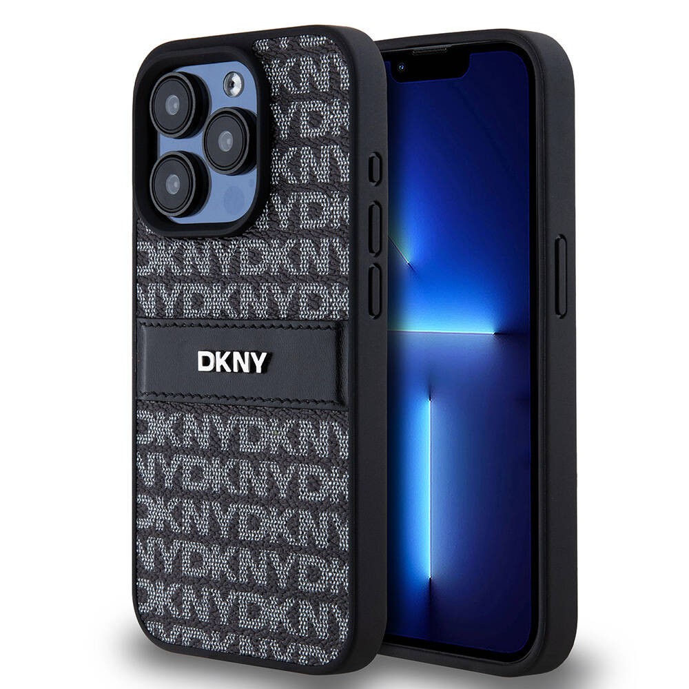 iPhone 15 Pro Kılıf DKNY Orjinal Lisanslı 3D Yazılı Repeat Texture Pattern Kılıf