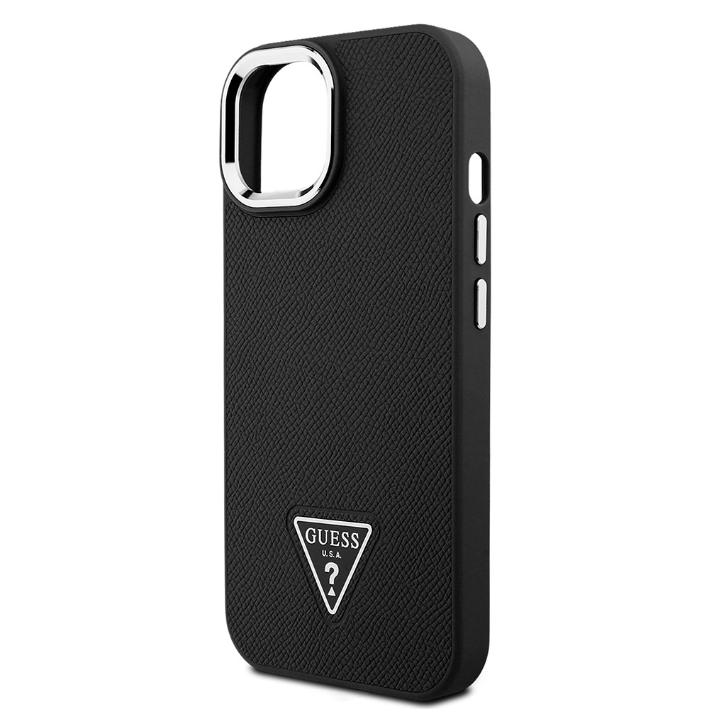 Apple iPhone 14 Kılıf Guess Orjinal Lisanslı M-safe Şarj Özellikli Grained Triangle Kapak