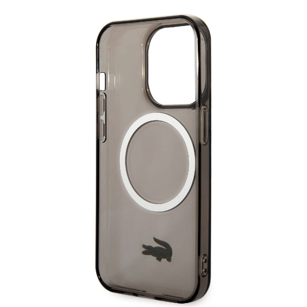Apple iPhone 15 Pro Kılıf Lacoste Orjinal Lisanslı M-safe Şarj Özellikli Transparan Timsah Logo Baskılı Kapak