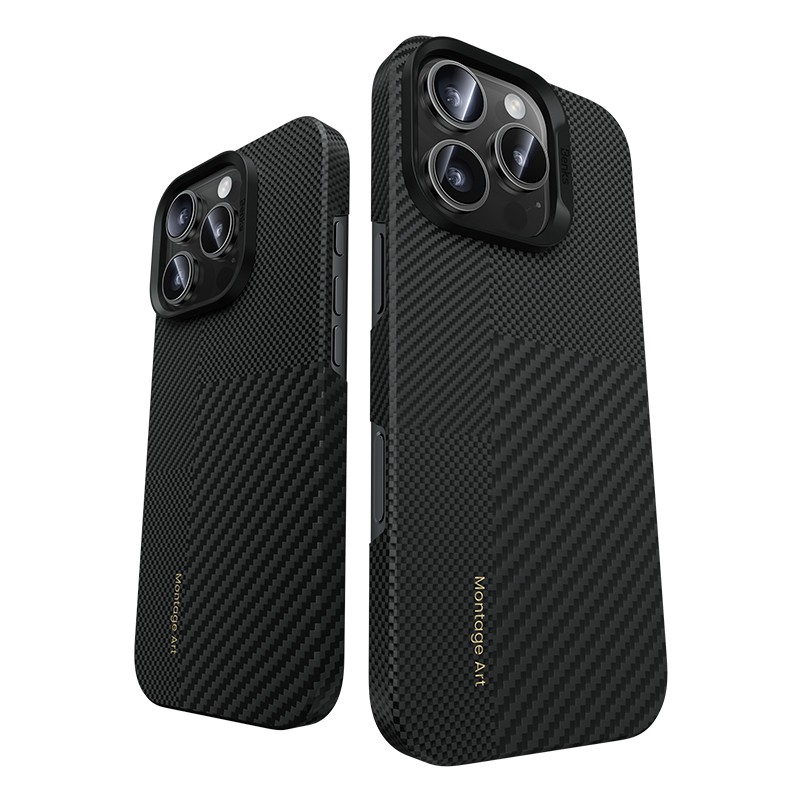 Apple iPhone 16 Pro Max Kılıf Magsafe Şarj Özellikli Karbon Fiber Benks Yeni Seri Montage ArmorAir Kevlar Kapak