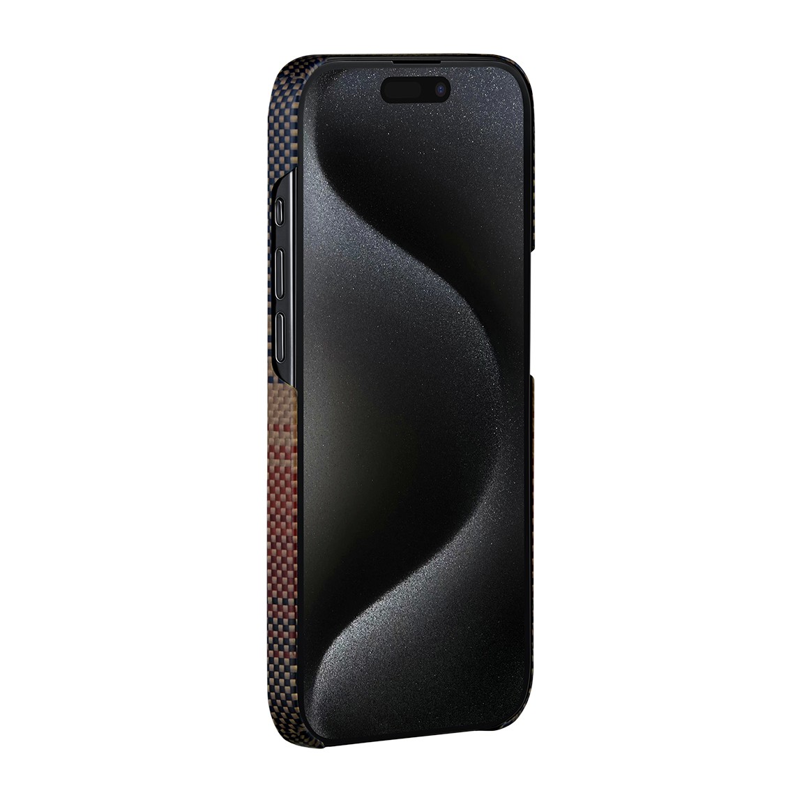 iPhone 15 Pro Kılıf Magsafe Şarj Özellikli Aramid Fiber Pitaka Tactile Woven Sunset-Moonrise Serisi Sunset Kılıf