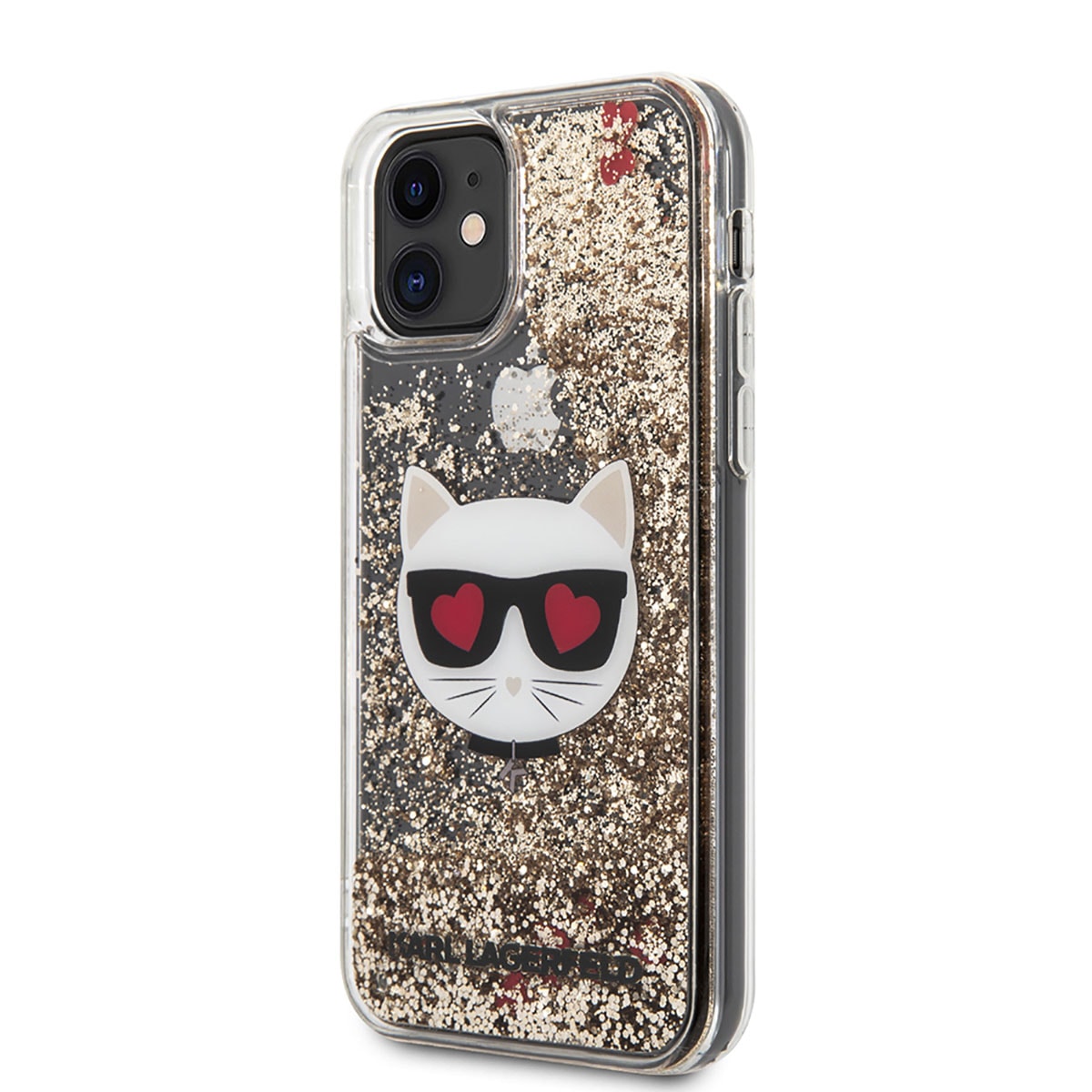 Apple iPhone 11 Kılıf Karl Lagerfeld Sıvılı Simli Choupette Dizayn Kapak