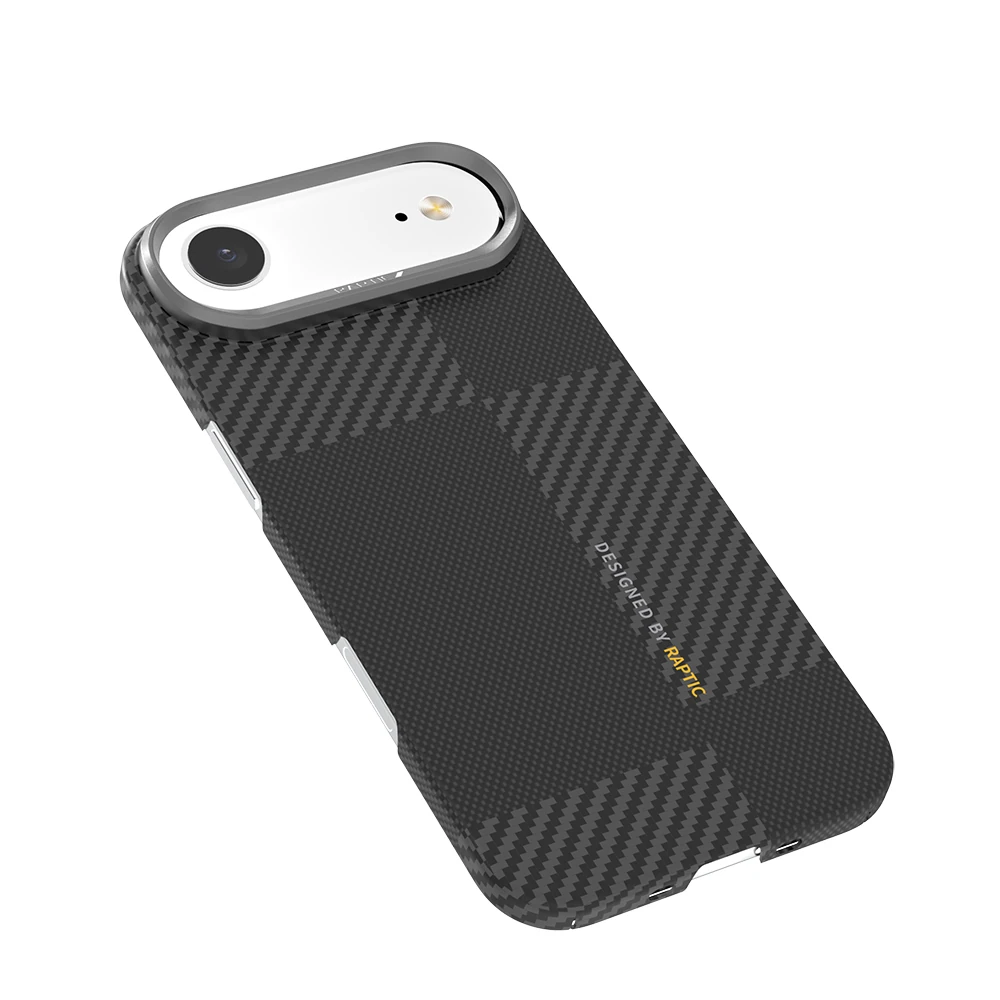 Apple iPhone 17 Air Kılıf M-safe Şarj Özellikli 600D Metal Kamera Çerçeveli Raptic Aramid Fiber Geotik Serisi Kapak