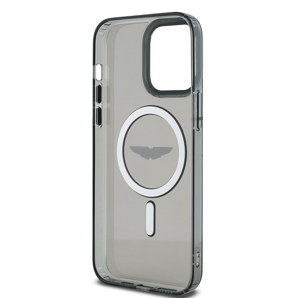 Apple iPhone 14 Pro Max Kılıf Aston Martin Orjinal Lisanslı M-safe Şarj Özellikli IML Baskı Logolu Metal Düğmeli Kapak