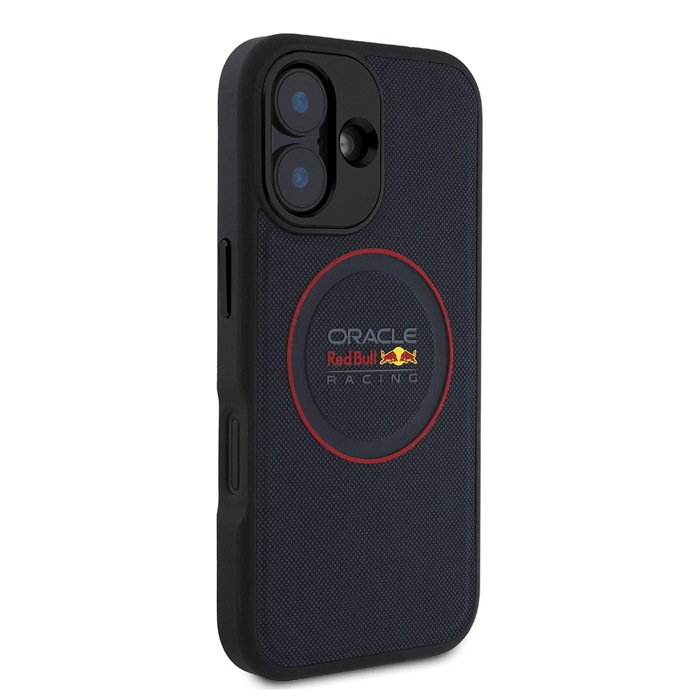 Apple iPhone 16 Plus Kılıf Redbull Orjinal Lisanslı M-safe Şarj Özellikli Kırmızı Halka ve Logo Kabartmalı PU Deri Kapak