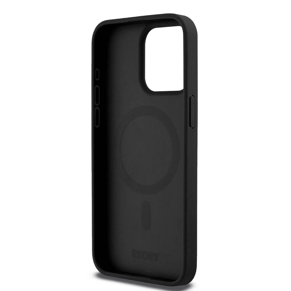 Apple iPhone 15 Pro Max Kılıf DKNY Orjinal Lisanslı M-safe Şarj Özellikli 3D Yazılı Repeat Pattern Kapak