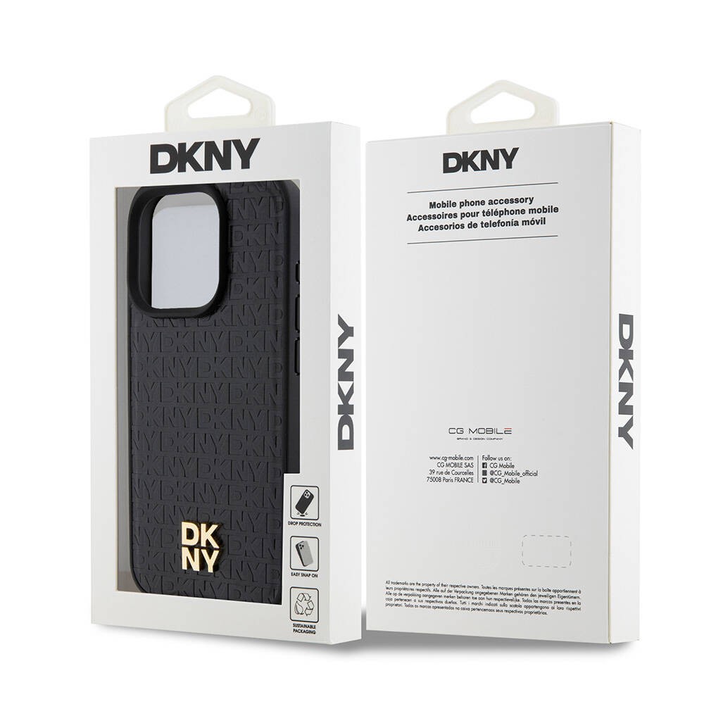 iPhone 15 Pro Kılıf DKNY Orjinal Lisanslı Magsafe Şarj Özellikli 3D Yazılı Repeat Pattern Kılıf