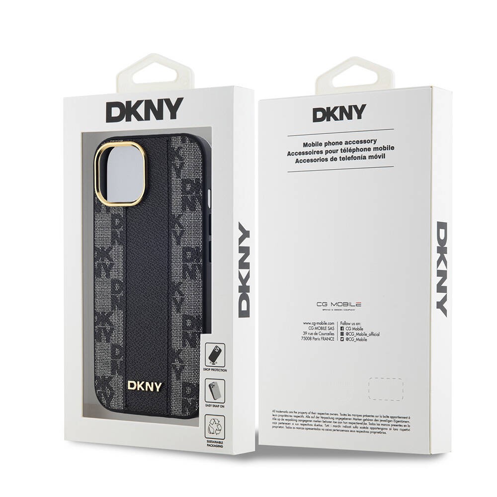 iPhone 15 Kılıf DKNY Orjinal Lisanslı MagSafe Şarj Özellikli 3D Yazılı Checkered Pattern Kılıf