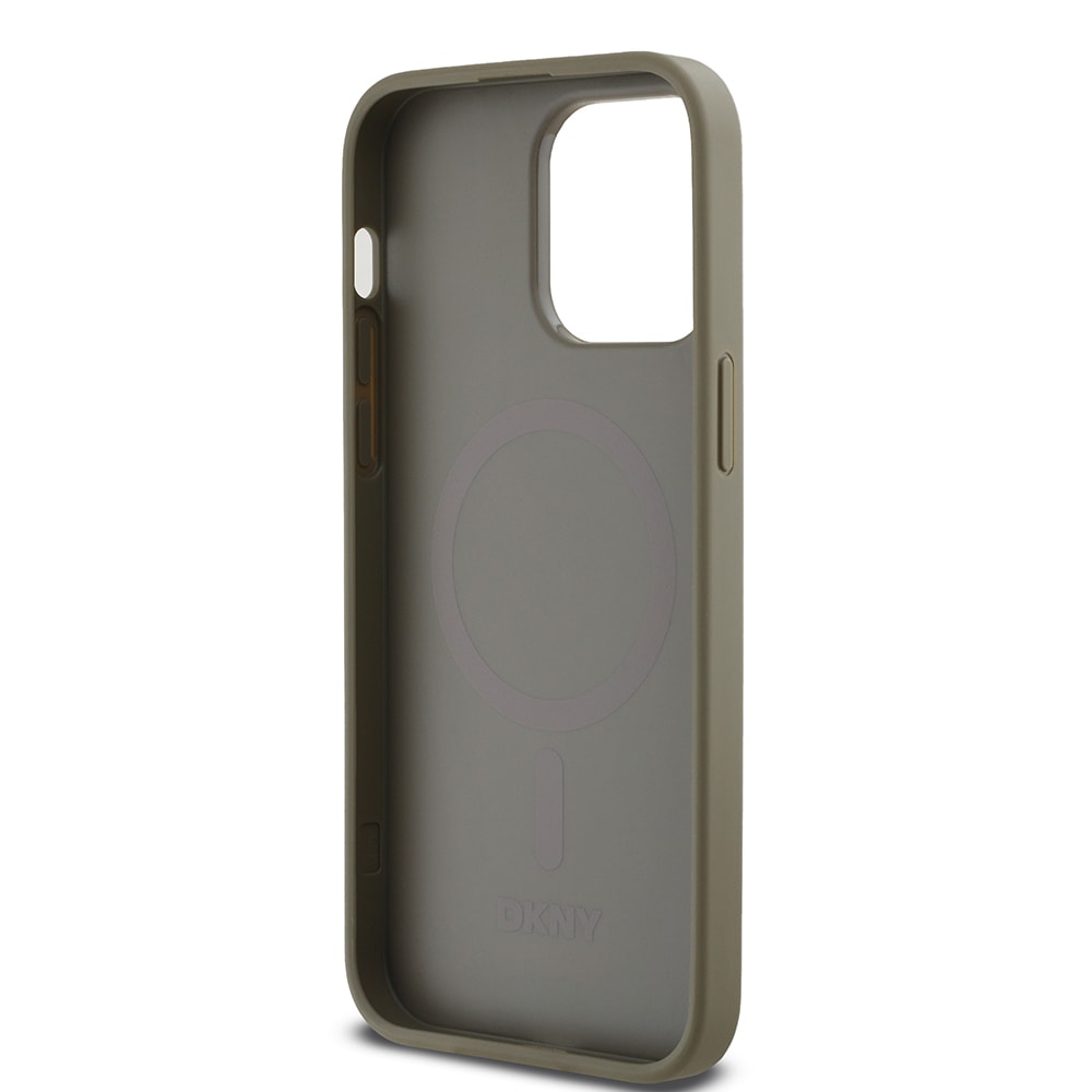 Apple iPhone 14 Pro Max Kılıf DKNY Orjinal Lisanslı M-safe Şarj Özellikli 3D Yazılı Grid Pattern Kapak