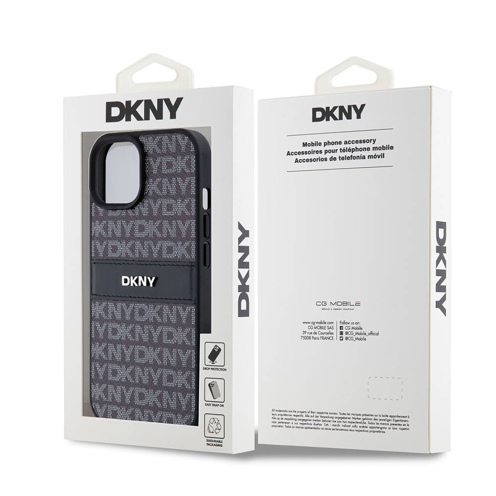 iPhone 15 Kılıf DKNY Orjinal Lisanslı 3D Yazılı Repeat Texture Pattern Kılıf