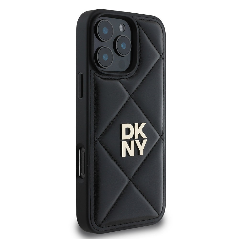 iPhone 16 Pro Kılıf DKNY Orjinal Lisanslı Kapitone Tasarımlı Metal Logolu Deri Kılıf