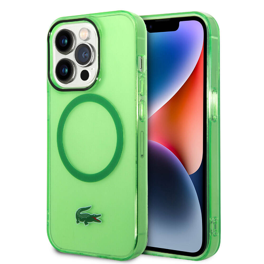 Apple iPhone 15 Pro Max Kılıf Lacoste Orjinal Lisanslı M-safe Şarj Özellikli Transparan Timsah Logo Baskılı Kapak