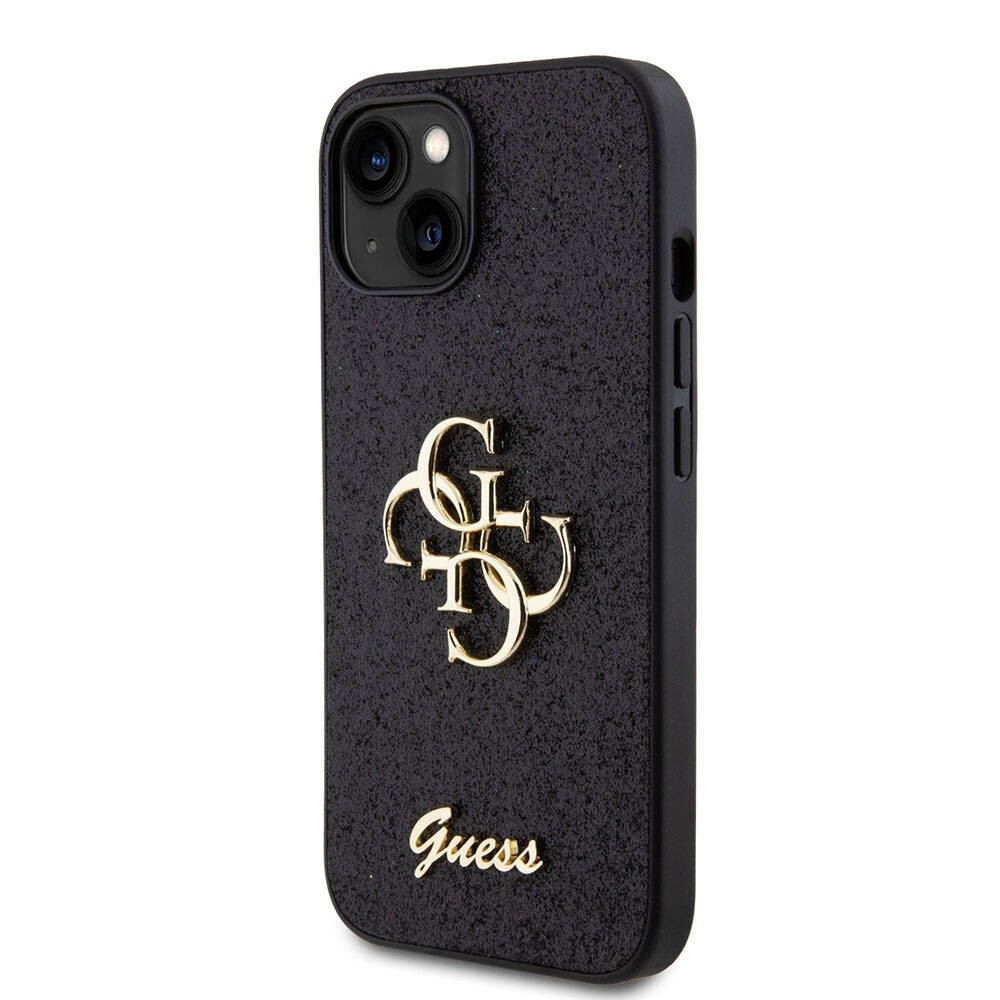 iPhone 15 Plus Kılıf Guess Orjinal Lisanslı 4G Büyük Metal Logolu Glitter Kılıf