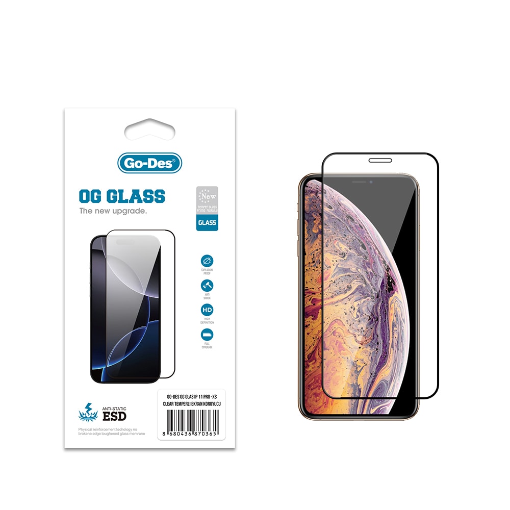 Apple iPhone 11 Pro Go Des OG Glass Antistatik Temperli Cam Ekran Koruyucu