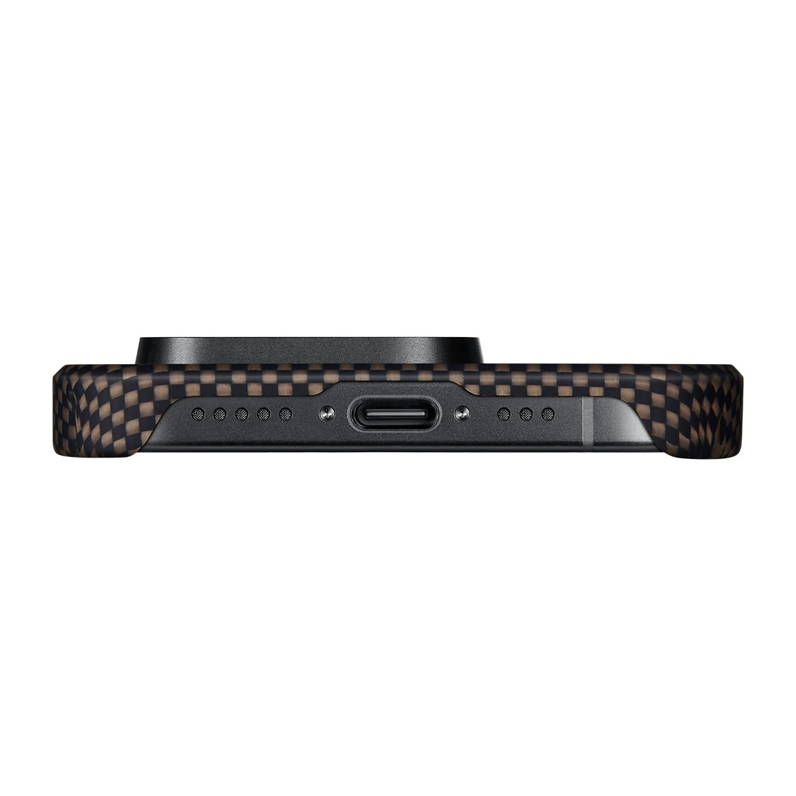 iPhone 15 Pro Kılıf Magsafe Şarj Özellikli Aramid Fiber Pitaka Tactile Woven Sunset-Moonrise Serisi Sunset Kılıf