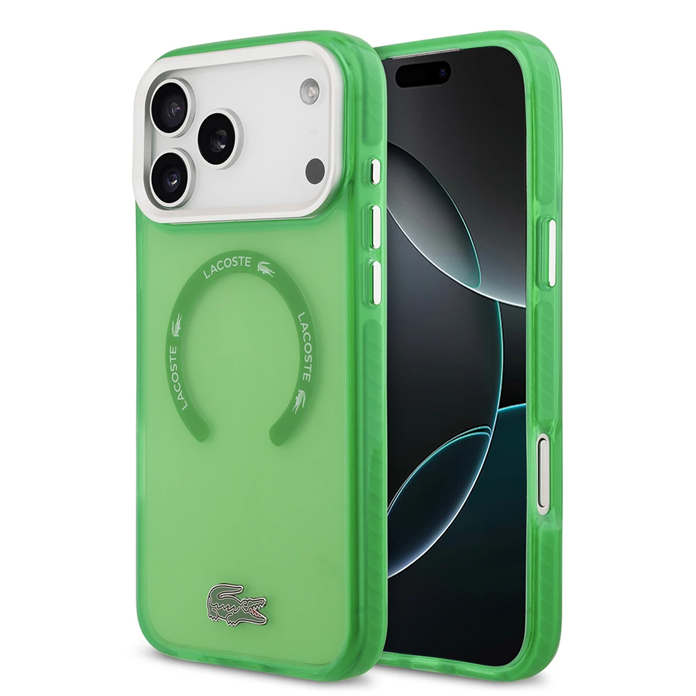 Apple iPhone 17 Pro Max Kılıf Lacoste Orjinal Lisanslı M-safe Şarj Özellikli İkonik Timsah Logolu Buzlu Kapak