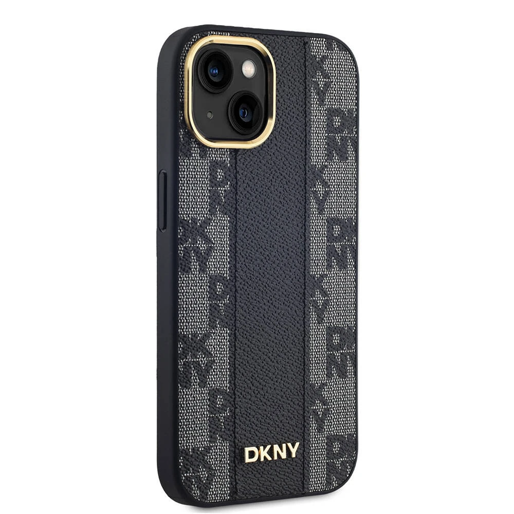 Apple iPhone 15 Kılıf DKNY Orjinal Lisanslı M-safe Şarj Özellikli 3D Yazılı Checkered Pattern Kapak