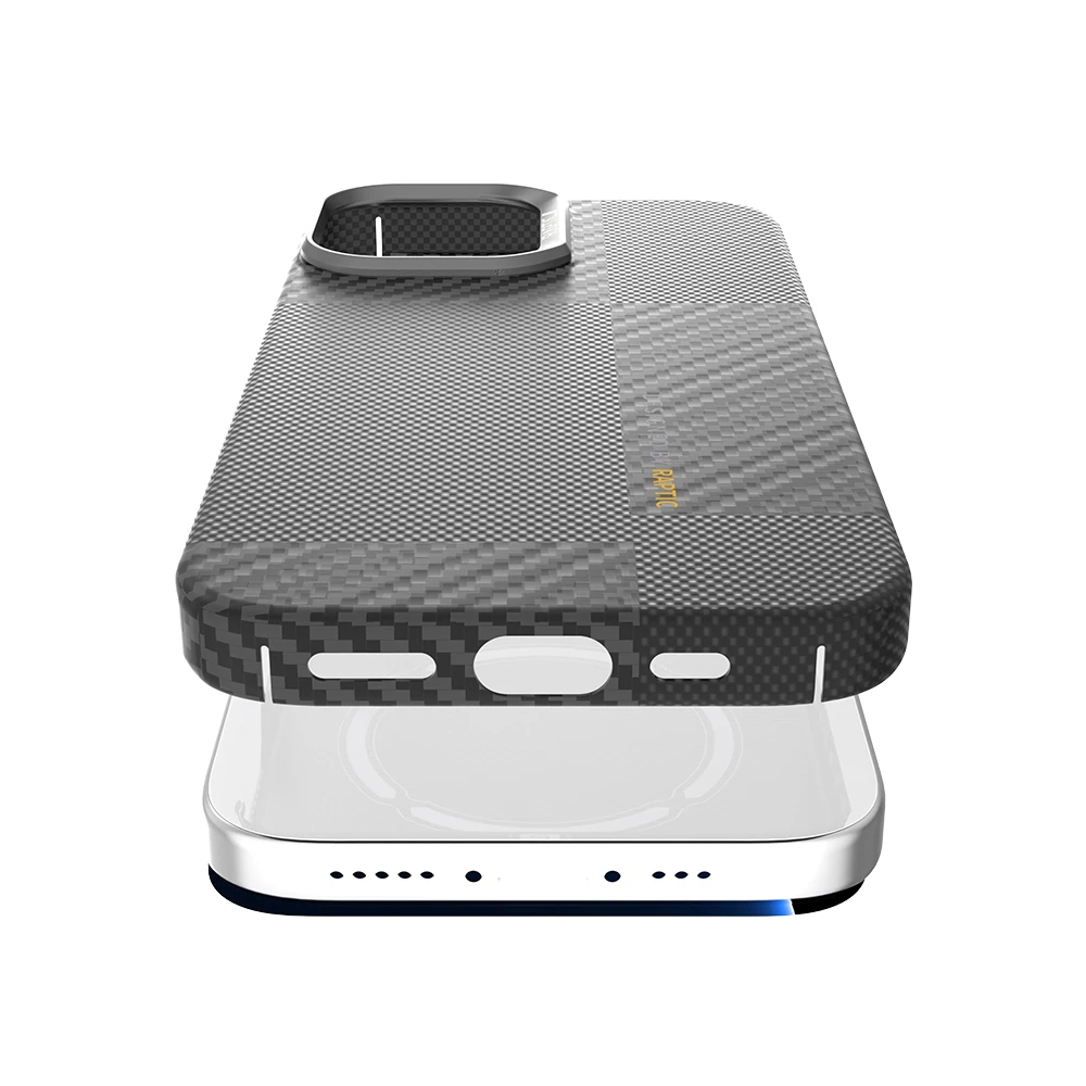 Apple iPhone 17 Kılıf M-safe Şarj Özellikli 600D Metal Kamera Çerçeveli Raptic Aramid Fiber Geotik Serisi Kapak