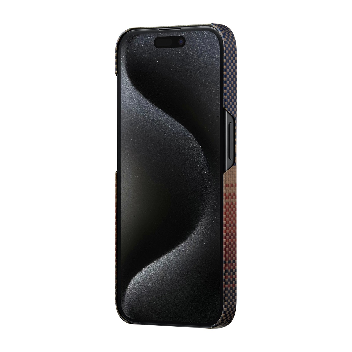 iPhone 15 Pro Kılıf Magsafe Şarj Özellikli Aramid Fiber Pitaka Tactile Woven Sunset-Moonrise Serisi Sunset Kılıf