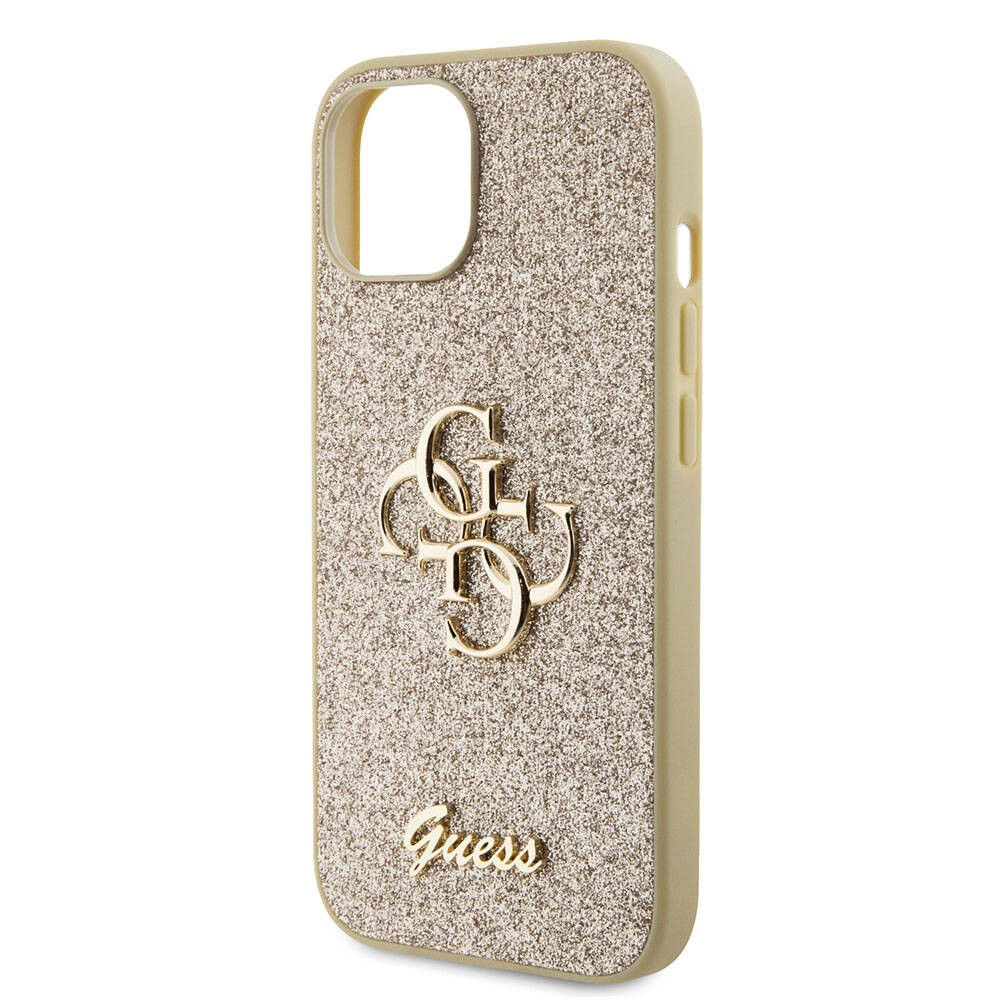 iPhone 15 Plus Kılıf Guess Orjinal Lisanslı 4G Büyük Metal Logolu Glitter Kılıf