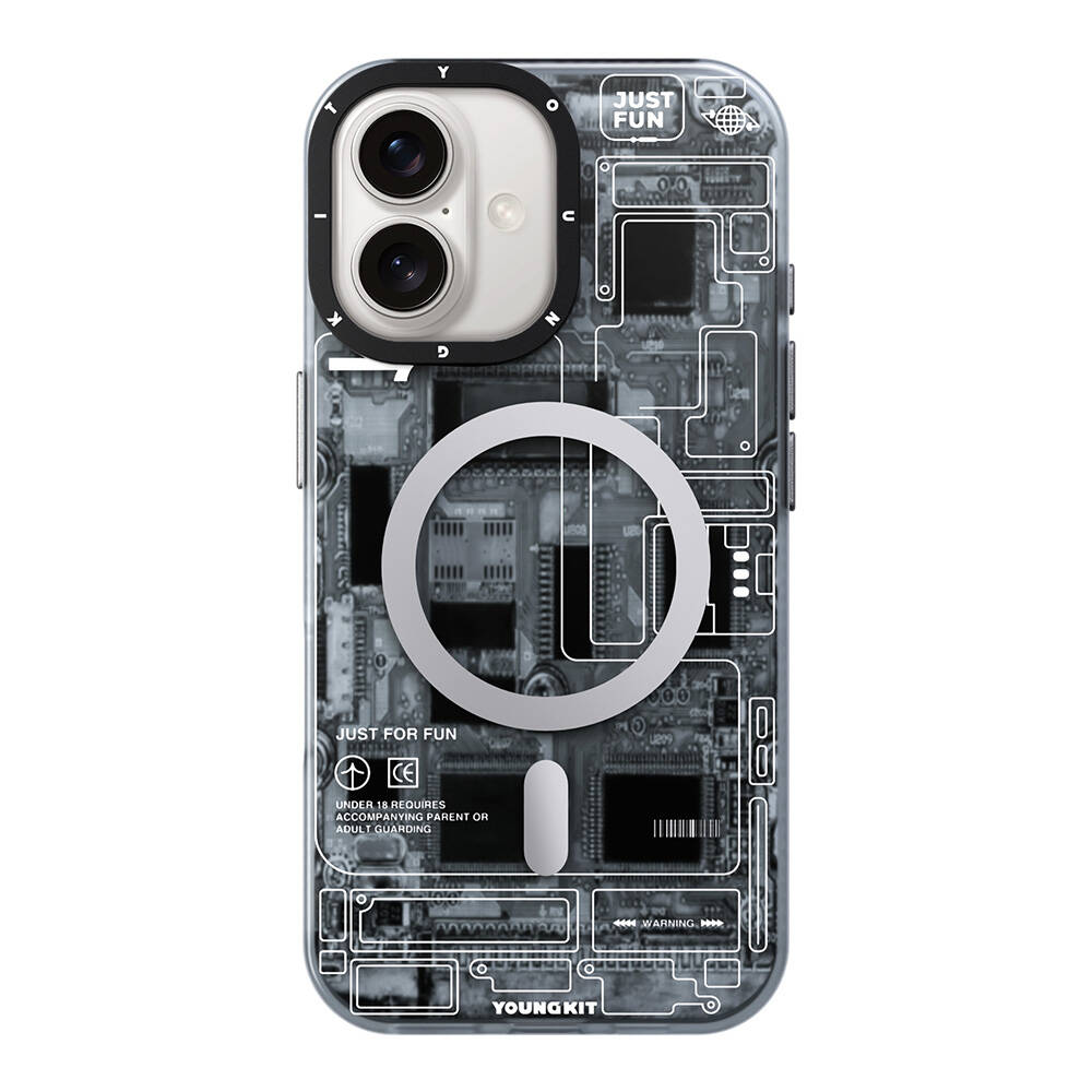 Apple iPhone 16 Kılıf M-safe Şarj Özellikli Youngkit Technology Serisi Kapak