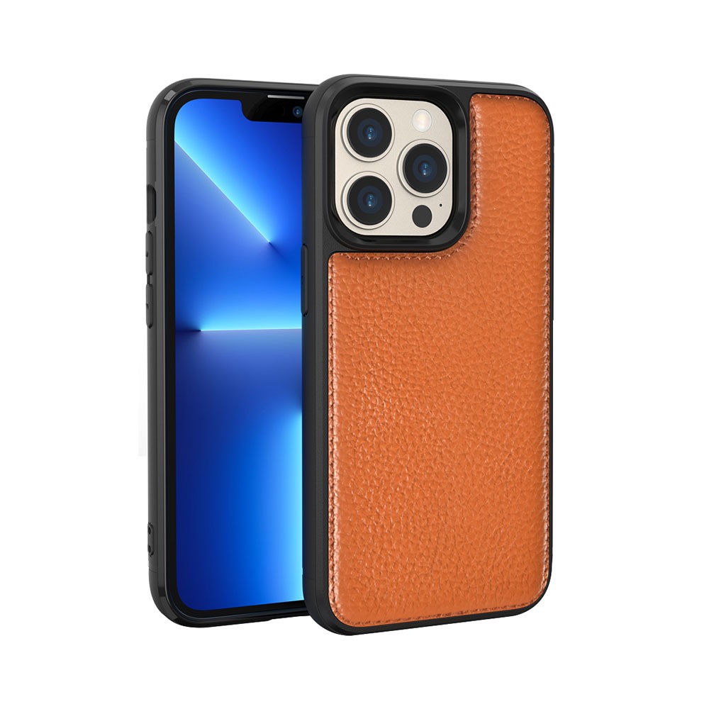iPhone 13 Pro Max Kılıf Wiwu Genuine Leather Plastic Calfskin Orjinal Deri Kılıf