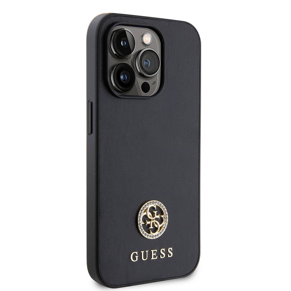 iPhone 14 Pro Max Kılıf Guess Orjinal Lisanslı Deri 4G Metal Logo Strass Kılıf