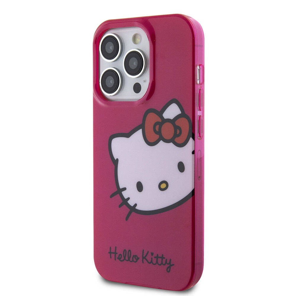 iPhone 15 Pro Kılıf Hello Kitty Orjinal Lisanslı Yazı ve İkonik Logolu Kitty Head Kılıf