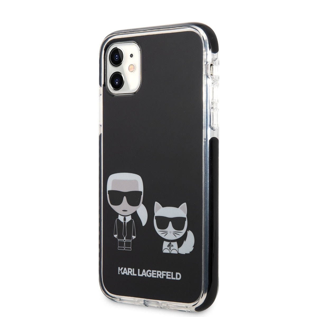 Apple iPhone 11 Kılıf Karl Lagerfeld Kenarları Siyah Silikon K&C Dizayn Kapak